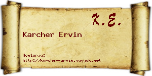 Karcher Ervin névjegykártya